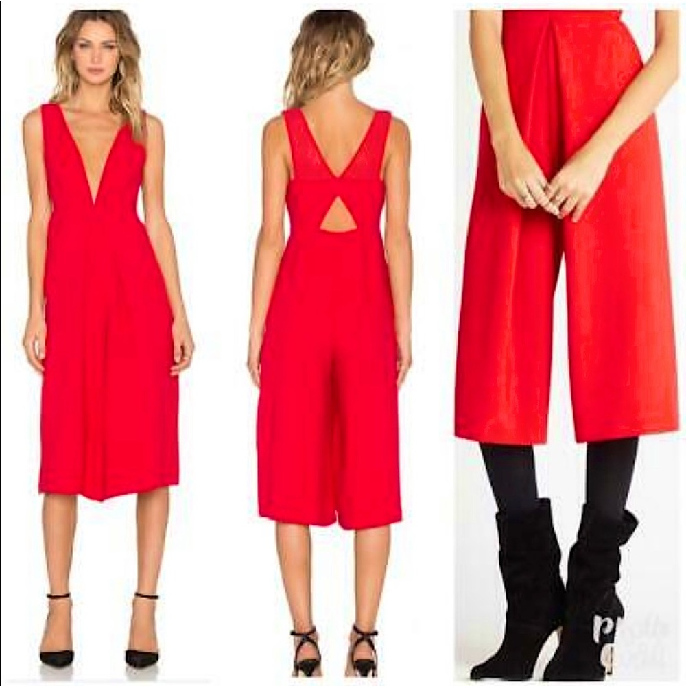 NEW WITH TAGS BCBGENERATION Red Jumpsuit Size 2, Plunging neckline, sleeveless